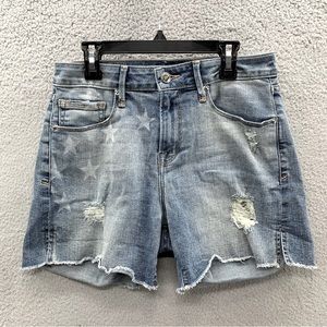 Good American Women's Distressed Denim Cut Off Shorts Size 2/26 Stars Striped